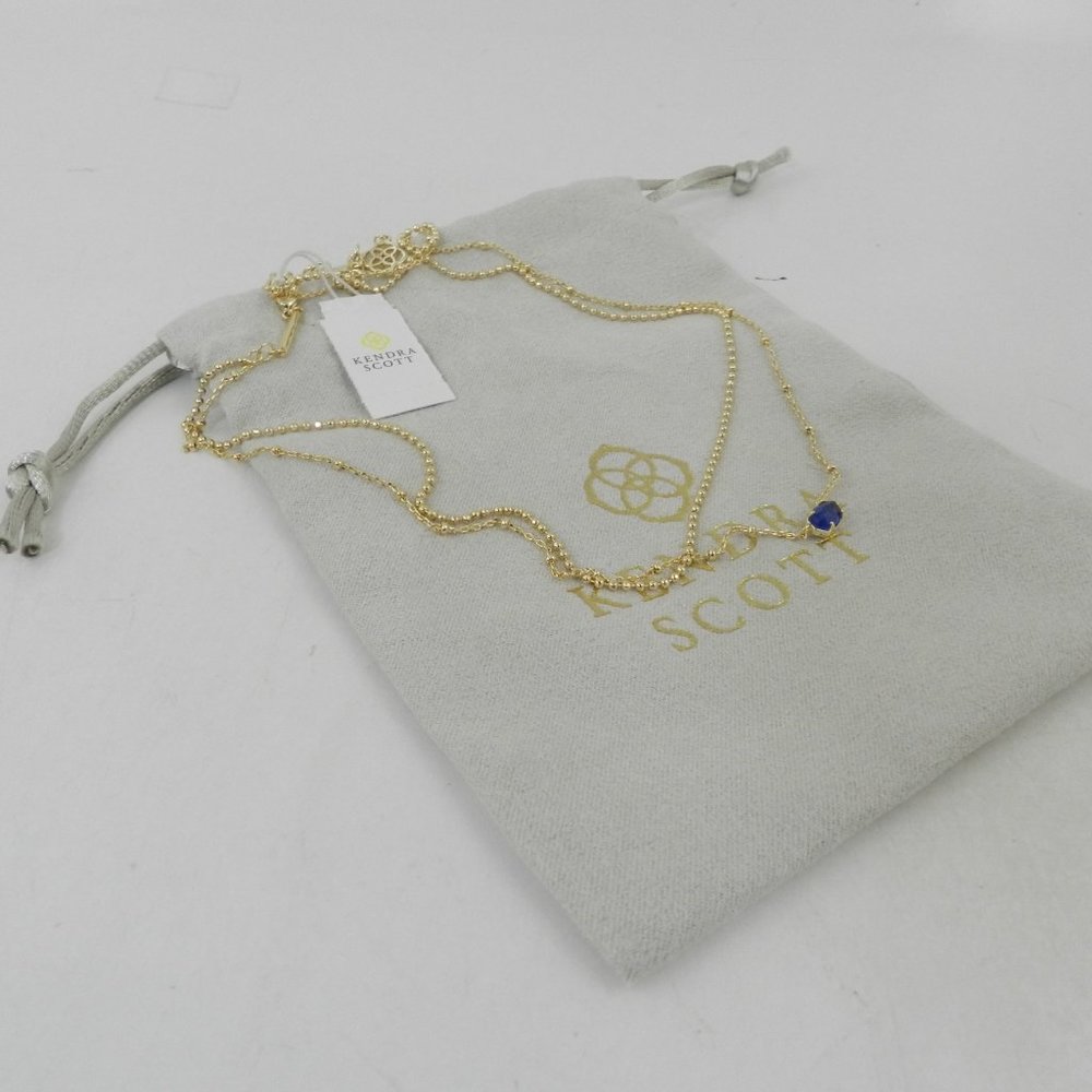 Emilie Rose Gold Multi Strand Necklace Cobalt Blue